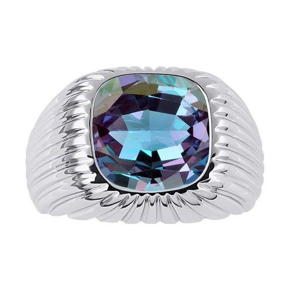 RYLOS Men's Ring - Gorgeous 12MM Alexandrite in Solid 14K White Gold Size 8