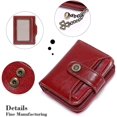 thumbnail image 5 of Cartera pequeña para mujer, monedero de piel auténtica para mujer con bloqueador RFID, color burdeos, con bolsillo para monedas, cartera pequeña con cremallera, tarjetero, 5 of 5