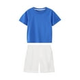 thumbnail image 2 of Cethrio Boys Cotton Outfit Sets, Summer 2 Piece Short Sleeve T-shirts with Shorts Blue Size 6, 2 of 8