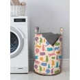 thumbnail image 3 of Cat Laundry Bag, Colorful Animal Silhouettes with Mandala Inspired Ornamental Details Design, Hamper Basket with Handles Drawstring Closure for Laundromats, 13" x 19", Multicolor, by Ambesonne, 3 of 4