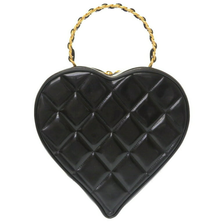 Pre-Owned Chanel Heart Vanity Matrasse 3rd Patent Black Bag Coco