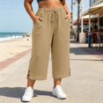 thumbnail image 4 of XAOFW Casual Capri Pants For Women Loose Fit Straight Leg Trousers High Waisted Work Pants With Pockets Soft Bottoms XL, 4 of 6