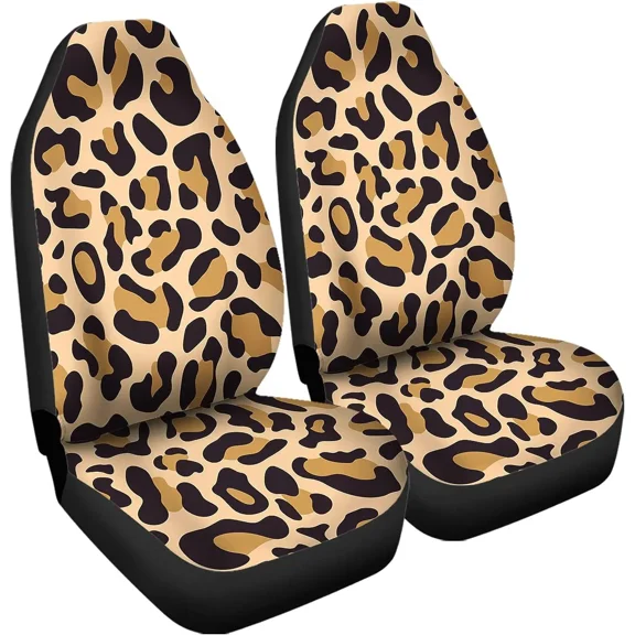 Brown Print Car Seat Covers Set of 2 Front Bucket Seats Protector Auto Accessories r Universal Fit for Car Truck
