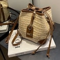 thumbnail image 2 of Summer Purses Straw Bucket Bag For Women,Straw Purse Woven Beach Bag Crossbody Handbag For Vacation, 2 of 7