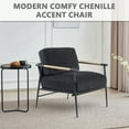 thumbnail image 6 of Othniel Black Accent Chair Armchair Chenille Mid Century Modern Accent Chair Metal Leg Comfy Cushion for Living Room, 6 of 9