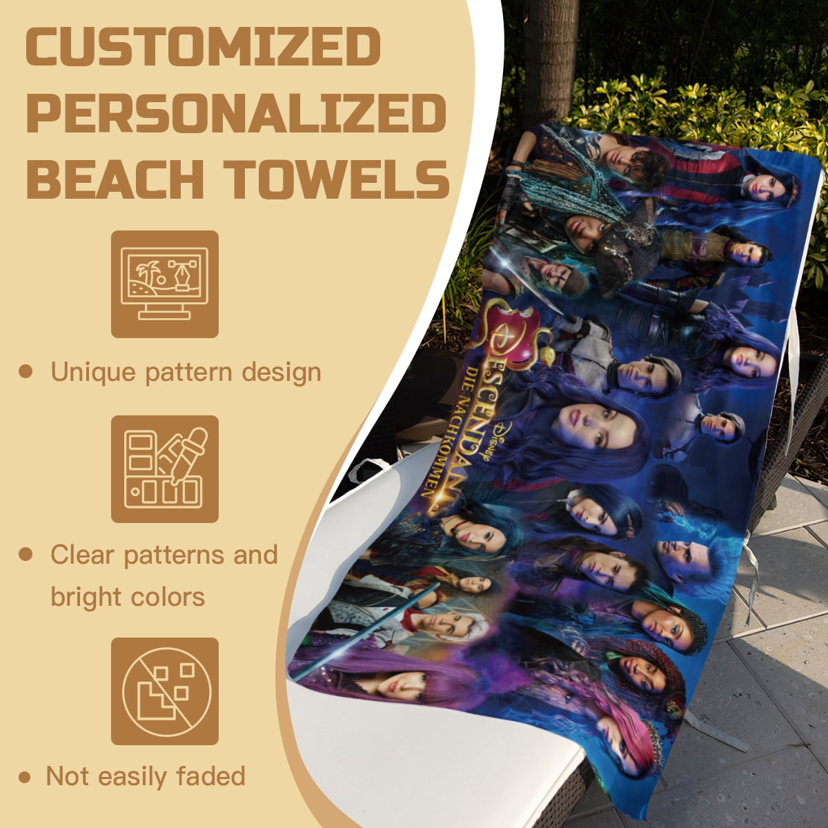 Descendants Beach Towel Quick Drying Microfiber Lightweight 30"x60" Birthday Gift