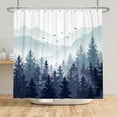 thumbnail image 4 of Pbobriich Blue Forest Shower Curtain,Rustic Mountain Trees Bathroom Shower Curtain with Hooks,60Wx72L, 4 of 5