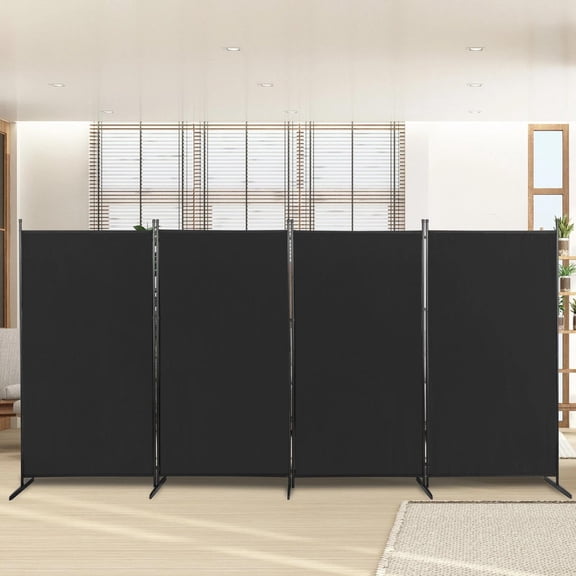 4 Panel Room Divider 6FT Folding Privacy Screen Wall Partition Home Office Black