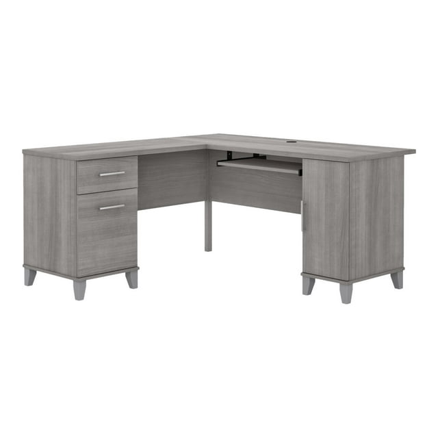 Bush Furniture Somerset Bureau en L avec Rangement, 60 Po L, Gris Platine