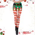thumbnail image 2 of Fiaer Christmas Leggings for Women High Waisted Xmas Slim Fit Pants Stretchy Trendy Comfy Funny Graphic Tights Trousers Red7 S, 2 of 6
