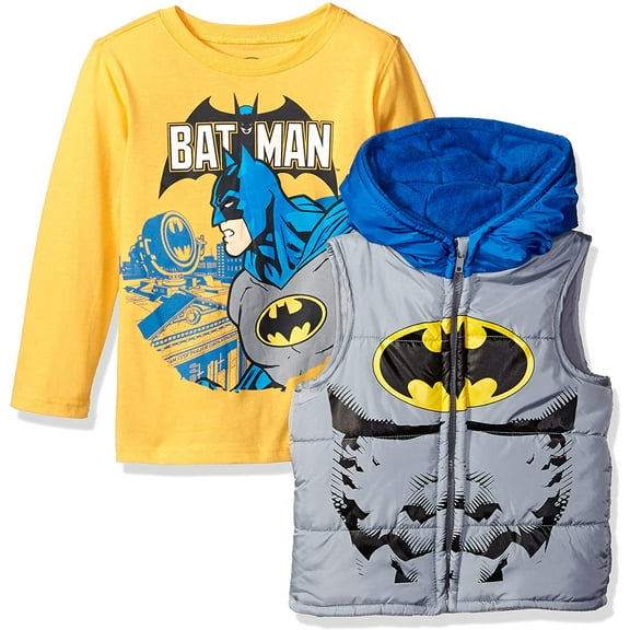 Batman 2 PC Long Sleeve Shirt And Vest Set Boy Size 6