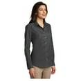 thumbnail image 4 of Port & Company Womens Carefree Poplin Long Sleeve Shirt Graphite Small, 4 of 4