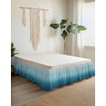 thumbnail image 2 of Navy Blue Ombre Wrap Around Bed Skirts for Queen Bed 16" Drop,Bed Skirt with Adjustable Elastic Belt Dust Ruffle Bed Valance for Bedroom Hotel Teal White Gradient Modern Abstract Art Bed Frame Cover, 2 of 7