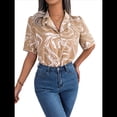 thumbnail image 3 of Camisa Informal de Corta Holgada con Cuello de Traje en Contraste para Mujer Caqui XL, 3 of 10