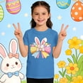 thumbnail image 2 of AWZXDE Hauts pour Filles à Manches Courtes T-Shirt Graphique pour Enfants Jeu Décontracté Thème de Pâques Imprimé Col Rond 1-13 Ans, 2 of 6