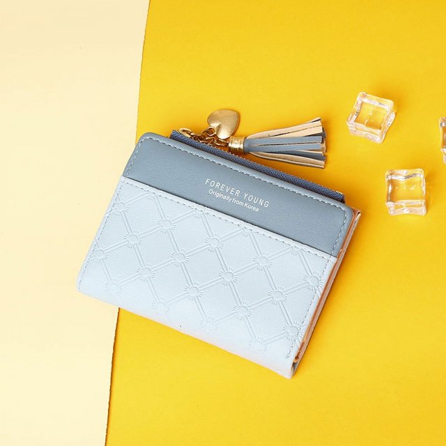Cartera corta con cremallera para mujer, estilo cartera con borlas, monedero sencillo que combina con todo, bolso de mano para mujer