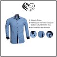thumbnail image 4 of Multicolor Men's Long Sleeve Slim Fit Designer Dress Shirt, European Cotton Made, Small, 4 of 6