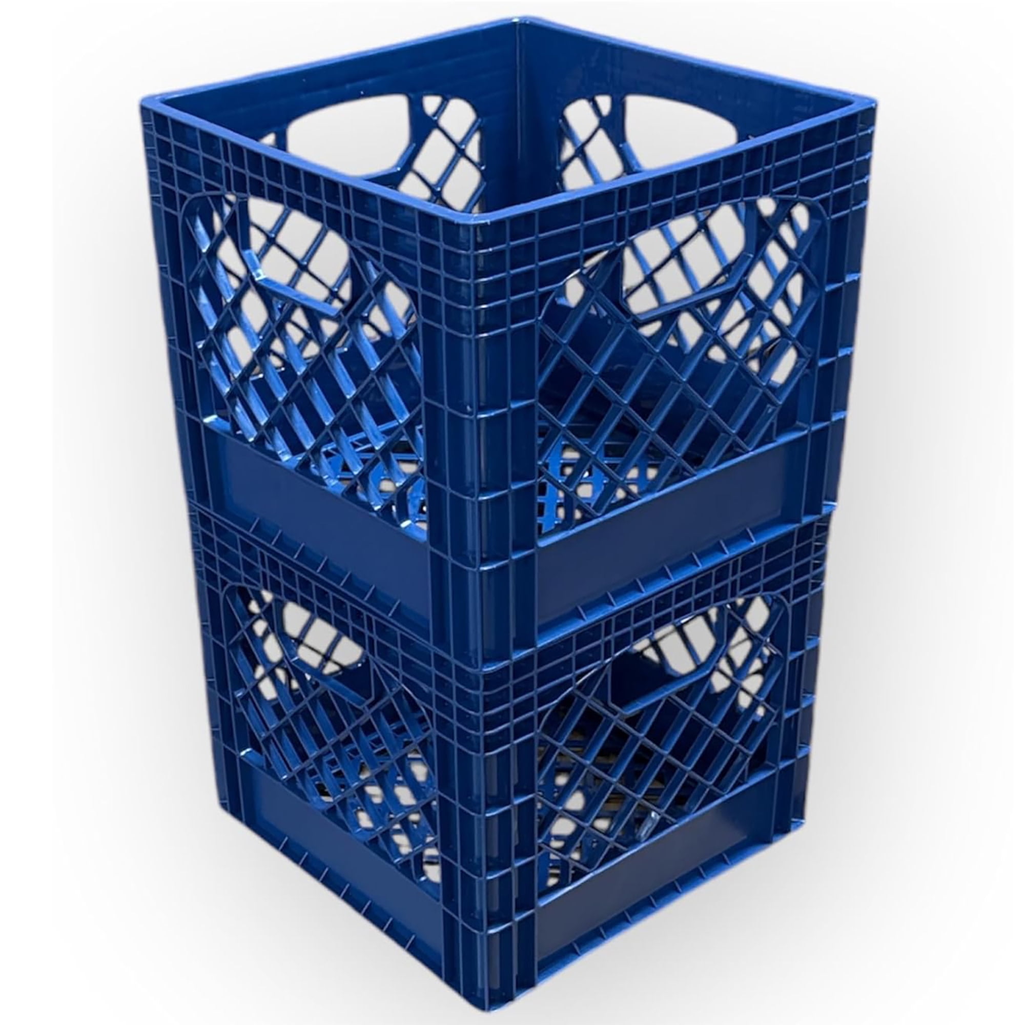Juggernaut Storage: Milk Crate 2pk - 16 Qt, Blue - Multi-Purpose Storage Solution, Stackable Organization, Heavy-Duty Plastic Bins, Built-In Handles