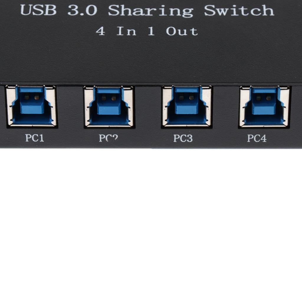 USB Sharing Switch Printer Switch Adapter KVM Switch Hub with 4 Ports USB 3.0 for PC Computers Scanners