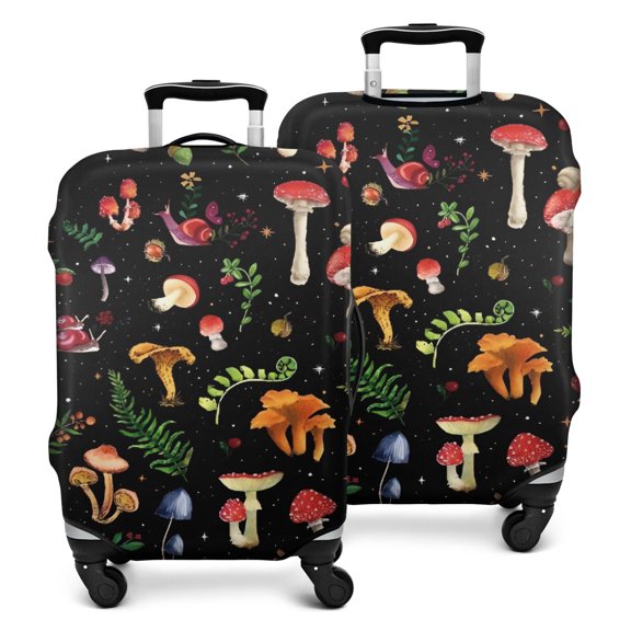 Colorful Mushroom Forest Black Pattern Luggage Cover Fashion Suitcase Cover Baggage Covers Fit 25-28 Inch Luggage (Go Travel)