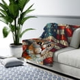 thumbnail image 3 of Patriotic Scottish Fold Stained Glass Portrait American Flag Cozy Sherpa Blanket Cat Lover Kitten Owner Gifts Warm Soft Throw Blanket - 01010, 3 of 5