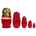 thumbnail image 2 of Beautiful Wooden  with Orange Color Hood and Flowers Nesting Dolls, 2 of 3