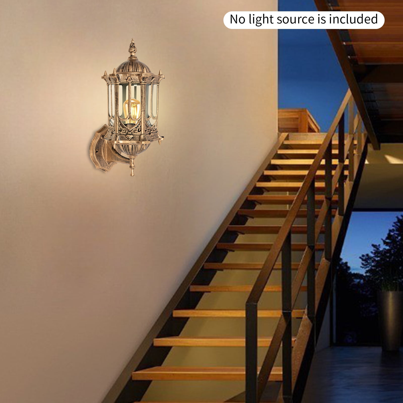 Wall Mount E27 Corded Antique Wall Lamp Brass Lantern Porch Light Fixture Outdoor  Garden Light Brown - Walmart.com, image size:1600x1600