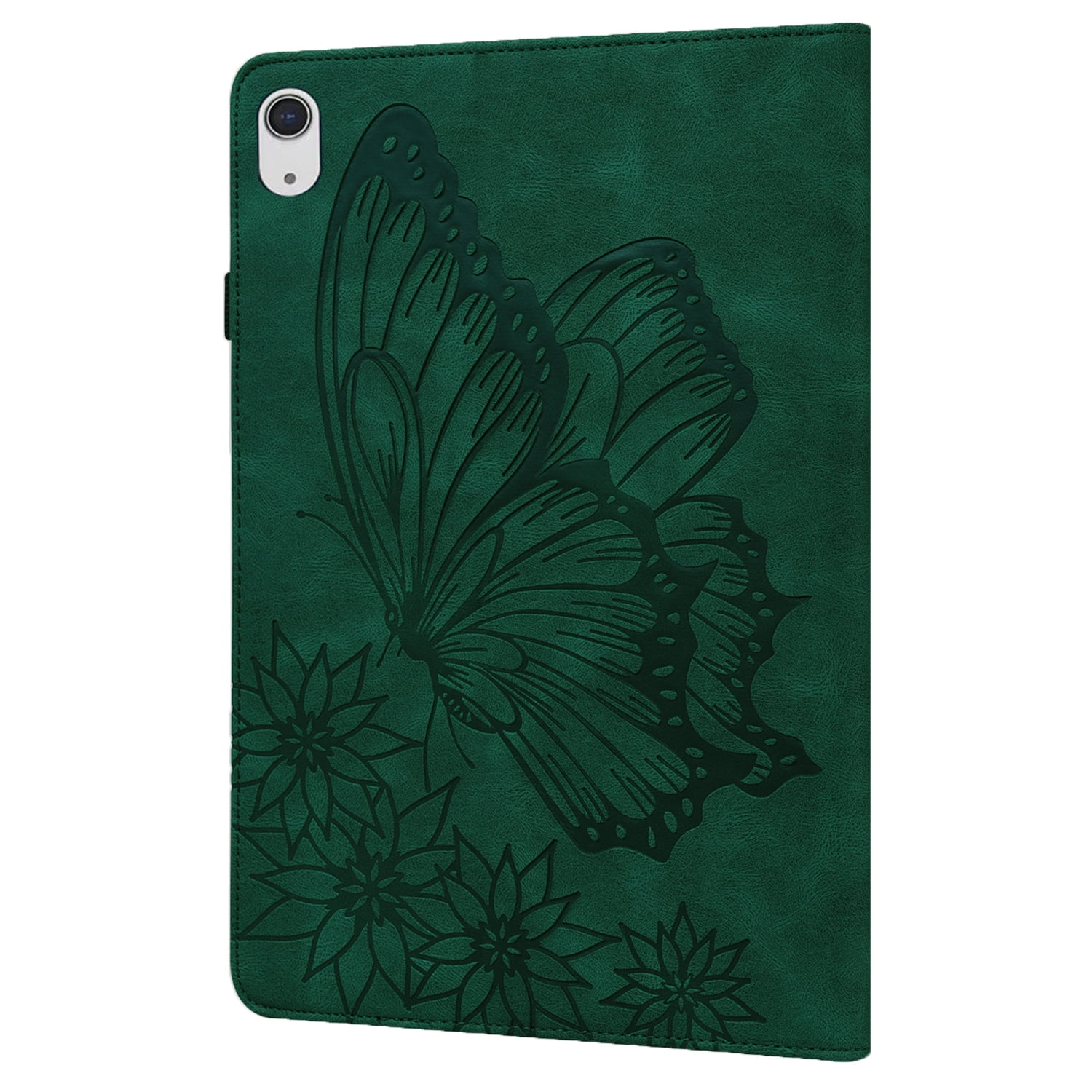 TECH CIRCLE iPad Case for iPad 10th Generation 2022, Slim Folio Stand Butterfly Embossed PU Leather Magnetic Wallet Cover with Pencil Holder & Elastic Strap for iPad 10th Generation 10.9" 2022,Green