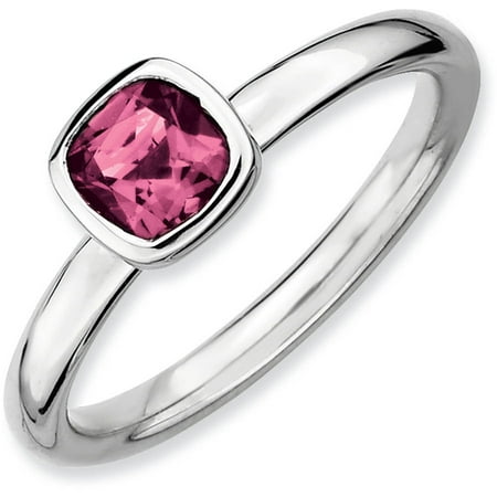 Stackable Expressions Sterling Silver Cushion-Cut Pink Tourmaline Ring