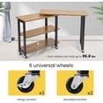 thumbnail image 6 of VIVOHOME Sofa Side Table with 2 Tiers Storage Shelves 6 Universal Casters for Home Office, 6 of 8