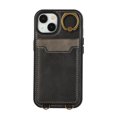 thumbnail image 7 of Wallet Back Case for iPhone 15 with Wrist Strap, Stylish Magnetic Card Holder Finger Ring Kickstand PU Leather Lanyard Shockproof Slim Phone Case Cover for iPhone 15, Black, 7 of 7