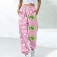 thumbnail image 2 of QATAINLAV Yoga Pants Women St. Patrick's Day Joggers Sweatpants Baggy Casual Drawstring Trousers with Pockets, Pink, S, 2 of 6