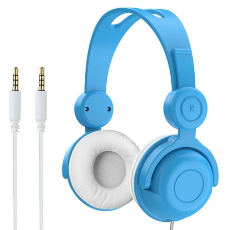 Vogek Kids Headphones, Foldable Wired on-Ear Headphones Headsets with 85dB Volume Limited, 3.5mm Audio Jack Children Headphones for Kids Blue