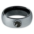 thumbnail image 2 of Tungsten Legendary Mythical Unicorn Band Ring 8mm Men Women Comfort Fit Black Dome Brushed Gray Polished, 2 of 4