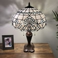 thumbnail image 6 of Tiffany Table Lamp White Stained Glass Baroque Style Lavender LED Bulbs Included For Bedroom Living Room 16"W*16"D*24"H, 6 of 7