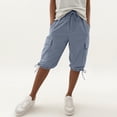 thumbnail image 2 of Hngshg Plus Size Cargo Capris for Women Bow Drawstring Solid Color Casual Pants with Pockets Summer Vacation Workout Pants, 2 of 7