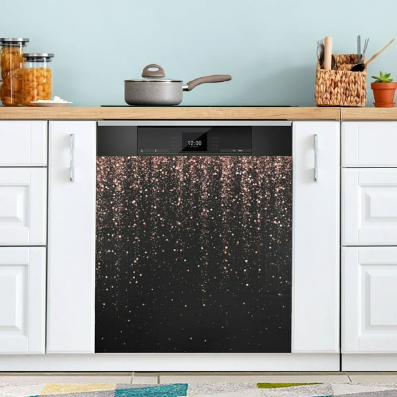Dishwasher Sticker Dishwasher Cover Magnet Refrigerator Home Decorative Art Kitchen Panel Decal Rose Gold Glitter 23x26 Inch