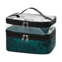 Makeup Bag Cosmetic Bag Travelling Double Layer Make Up Bag Organizer Medium Case for Women Girls Reusable Toiletry Bags(Green )