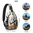 thumbnail image 5 of Sling Backpack,Halloween Pumpkins and Spooky Trees Sling Bag with Water Bottle Holder,Waterproof Sling Bag for Men/Women with Headphone Jack for Hiking,Travel, 5 of 6