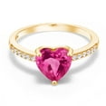thumbnail image 2 of Gem Stone King 1.94 Ct Heart Shape Pink Created Sapphire 18K Yellow Gold Plated Silver Ring, 2 of 5