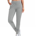 thumbnail image 5 of YDFCWXW Womens Fleece Lined Athletic Joggers High Waisted Winter Warm Thermal Sweatpants Workout Lounge Yoga Pants with Pockets Light Gray, L, 5 of 9