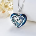 thumbnail image 3 of CACA LADY Wave Necklace 925 Sterling Silver Heart Blue Crystal Necklace Surfer Beach Jewelry Gifts, 3 of 5
