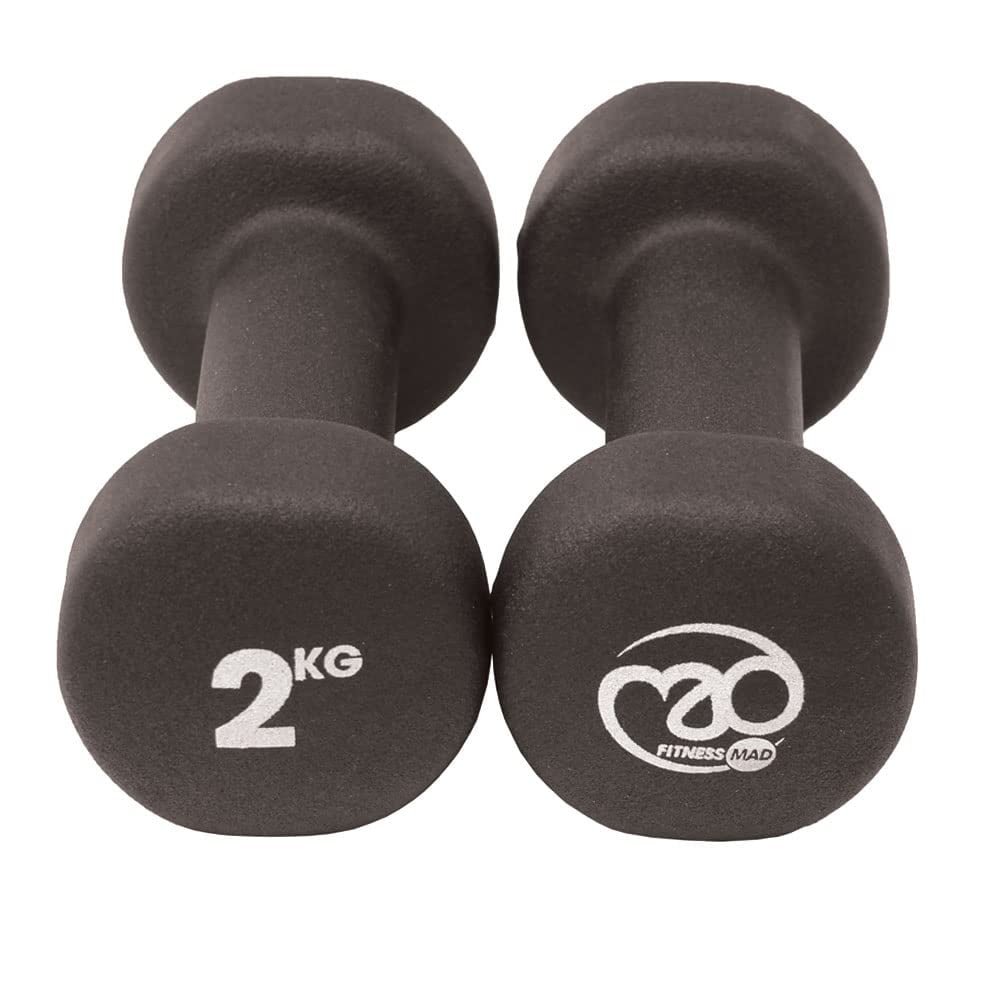 Fitness Mad Neo Dumbbells Pair of Dumbbells Weights 05kg 6kg Multi coloured Black