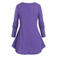 thumbnail image 3 of Rosegal Women Causal Plus Size Zip Detail Ribbed Long Sleeve Tee Purple 2X, 3 of 6