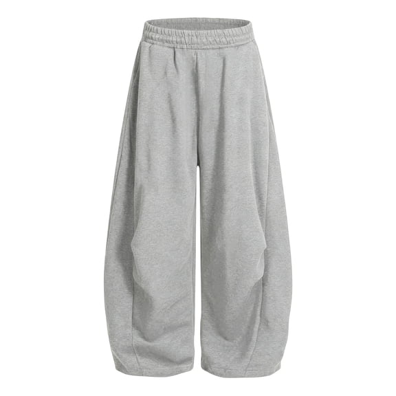 Girls Barrel Sweatpants with Pockets Casual Wide Leg Baggy Elastic Waist Kids Jogger Pants Gray 12