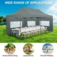 thumbnail image 3 of SANOPY 10'x20' Pop Up Canopy Waterproof Folding Tent Outdoor Easy Set-up Instant Tent Heavy Duty Commercial Wedding Party Shelter with 6 Removable Sidewalls, 4 Sandbags, Roller Bag, Gray, 3 of 13