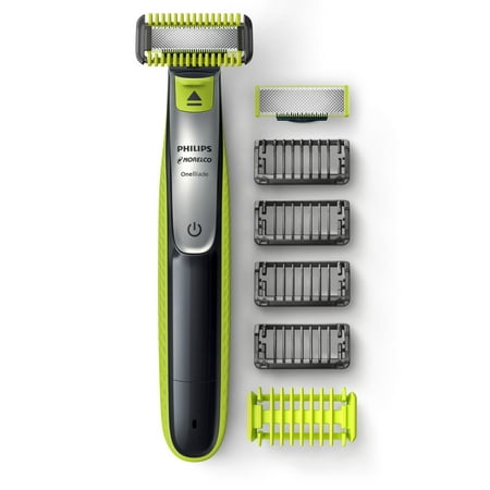 Philips Norelco OneBlade Face + Body Hybrid Electric Trimmer and Shaver QP2630/70 - Black, Green, & Silver