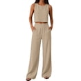 thumbnail image 2 of zejinsd Summer Sets for Women Lightweight Cotton Linen Two Piece Sets Sleeveless Cropped Tank and Wide Leg Pants with Pockets Daily Outfit, 2 of 7
