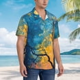 thumbnail image 3 of Balery Abstract Night Sky Tree Camisas hawaianas de manga corta para hombre, camisas playeras de corte holgado, camisas de vacaciones con botones,X-Large, 3 of 7