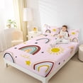thumbnail image 4 of Homewish Multicolor Geometric Queen Sheet Set (4-Piece) Rainbow Sun Black Star Decor For Kids, 4 of 7